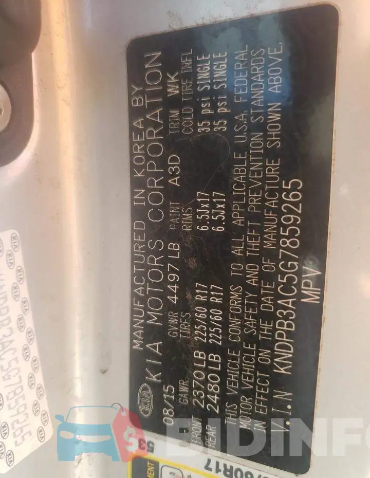 KNDPB3AC5G7859265 Photo# 12