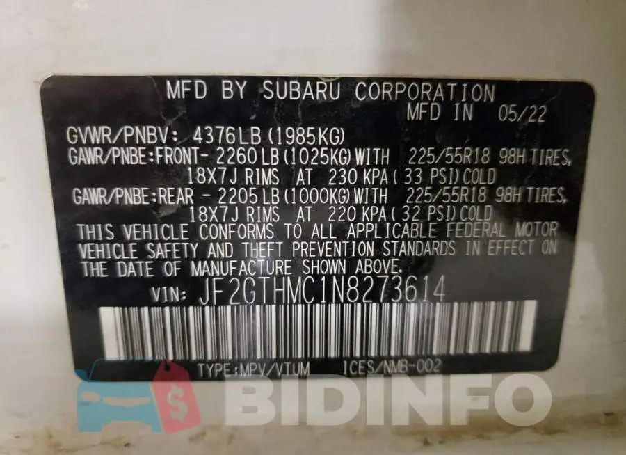 JF2GTHMC1N8273614 Photo# 13