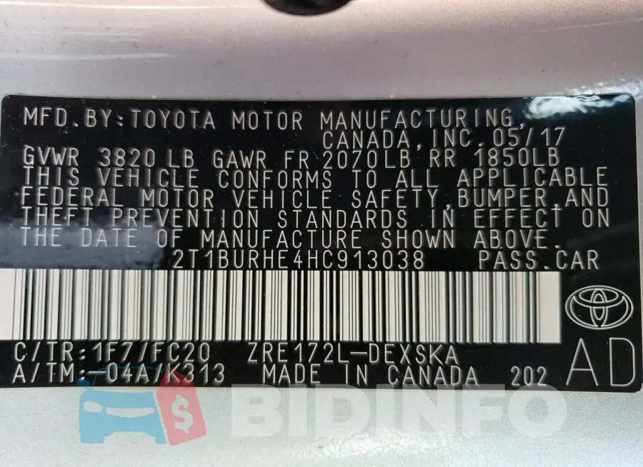 2T1BURHE4HC913038 Photo# 10