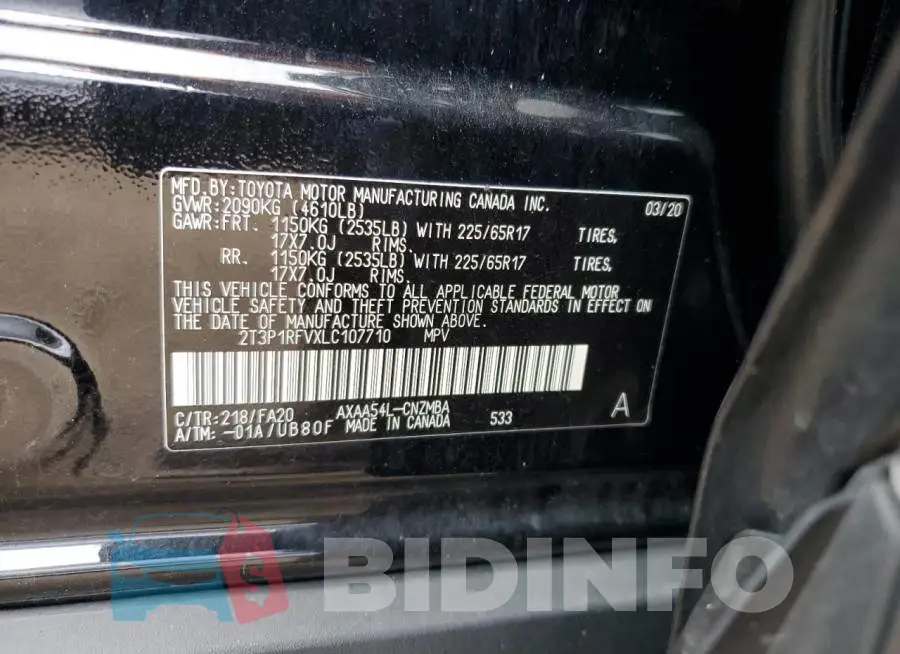 2T3P1RFVXLC107710 Photo# 10