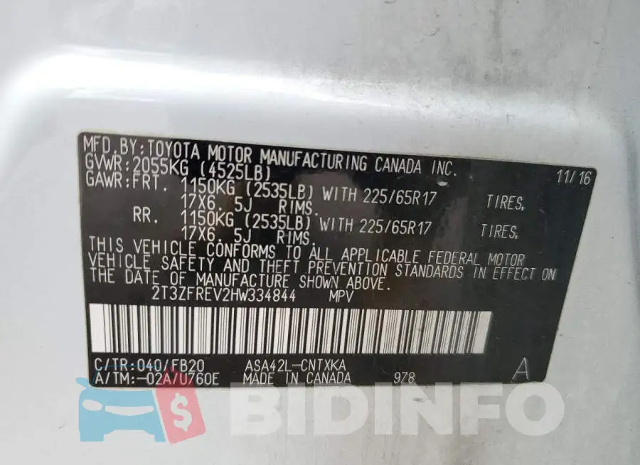 2T3ZFREV2HW334844 Photo# 10