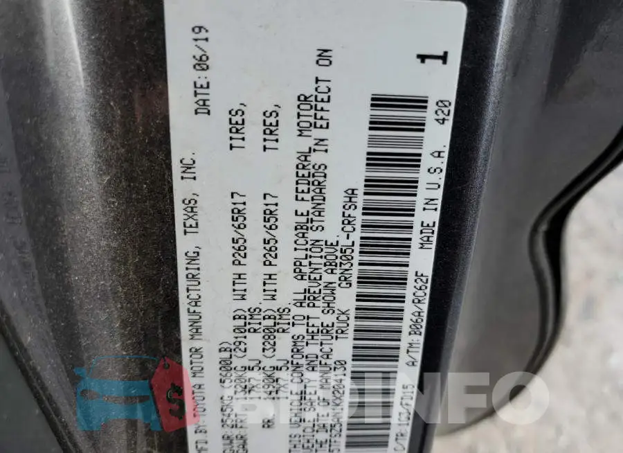 5TFSZ5AN1KX204130 Photo# 10