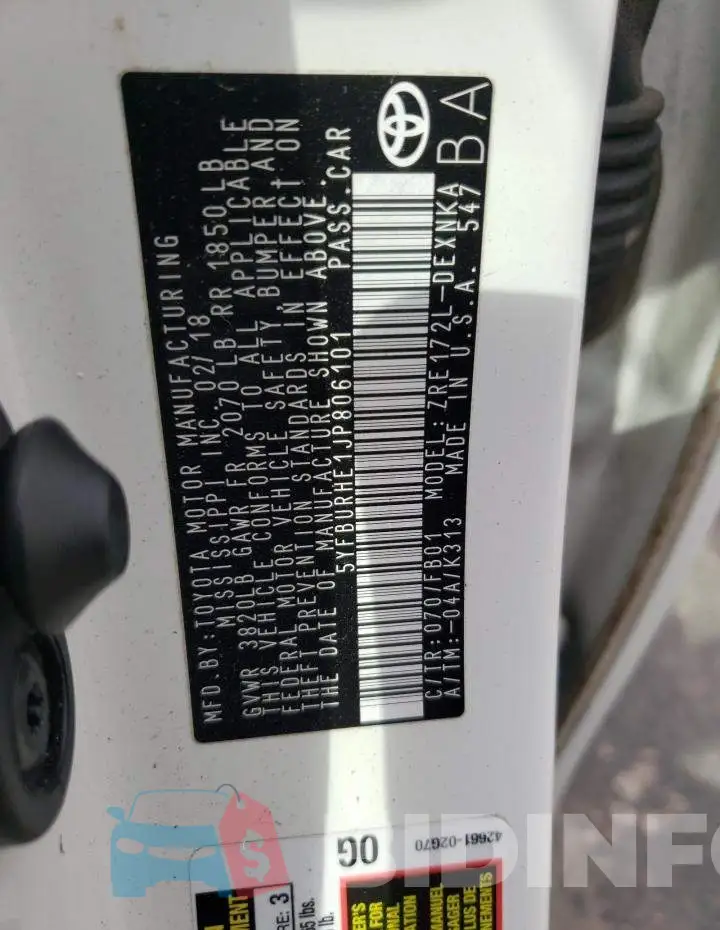5YFBURHE1JP806101 Photo# 10