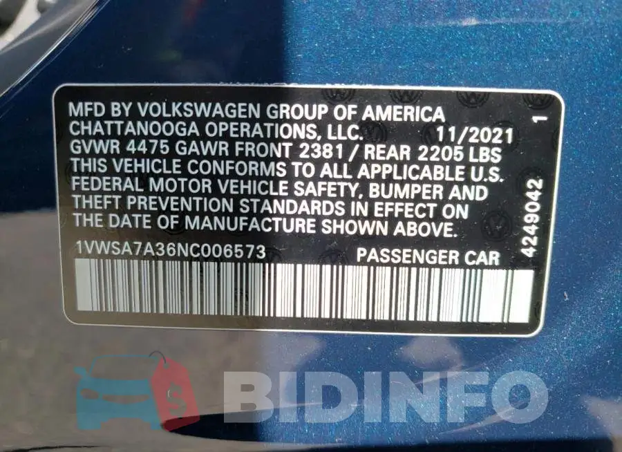 1VWSA7A36NC006573 Photo# 10