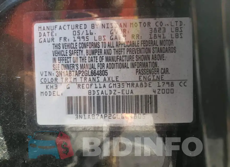 3N1AB7AP2GL664805 Photo# 10