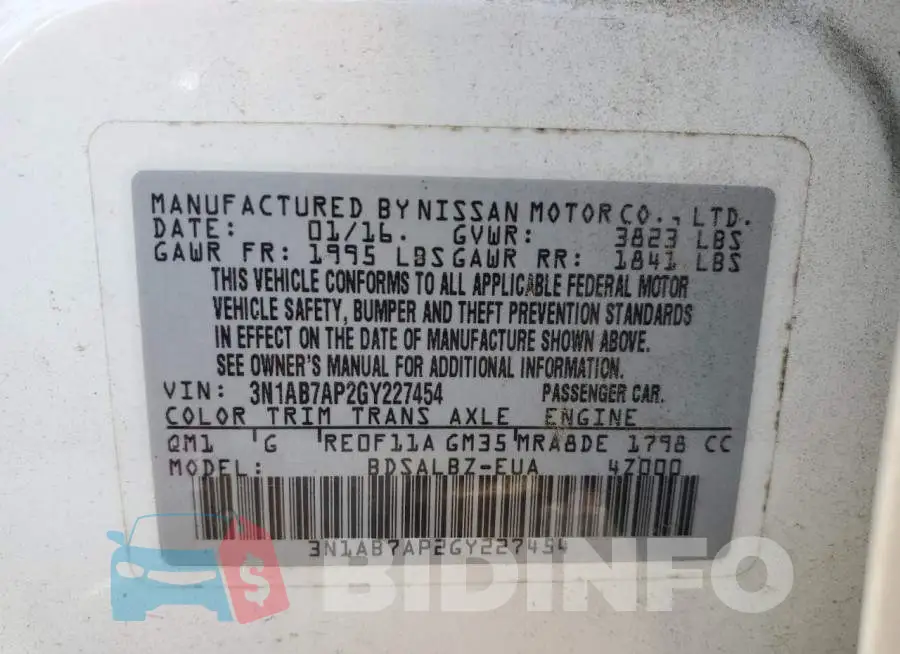 3N1AB7AP2GY227454 Photo# 10