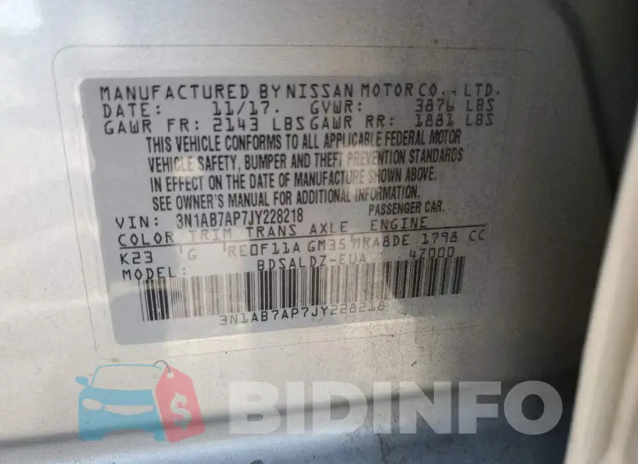3N1AB7AP7JY228218 Photo# 10