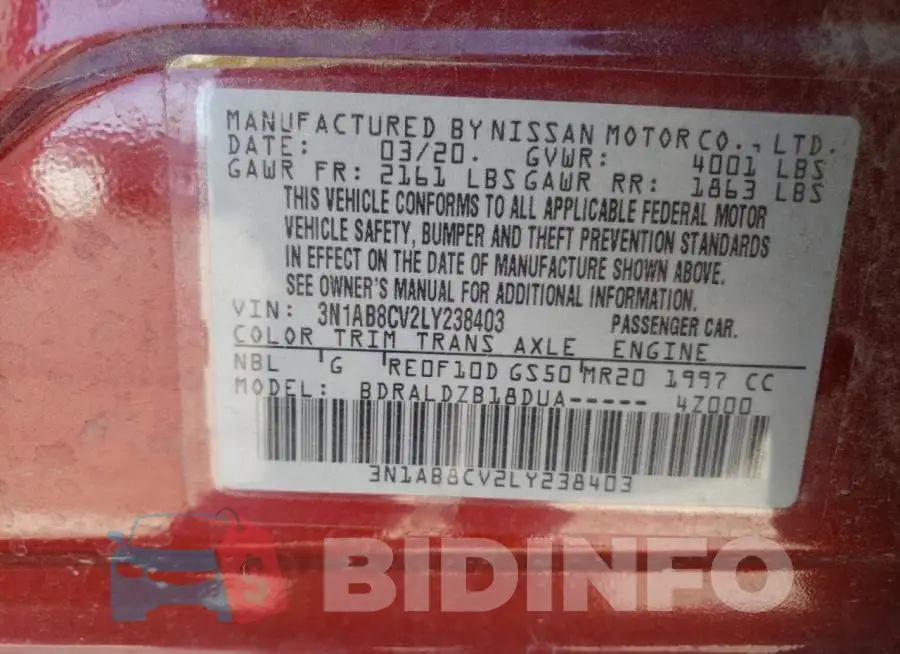 3N1AB8CV2LY238403 Photo# 10
