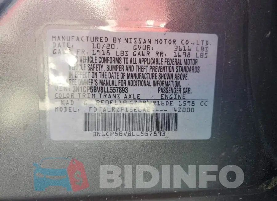3N1CP5BV8LL557893 Photo# 10