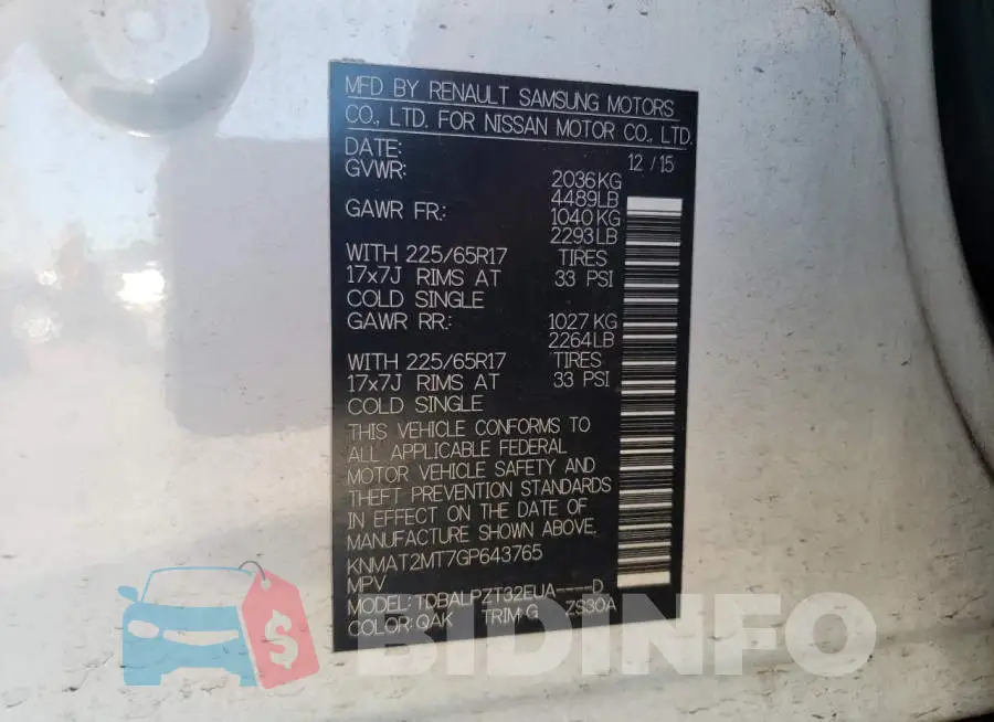 KNMAT2MT7GP643765 Photo# 13