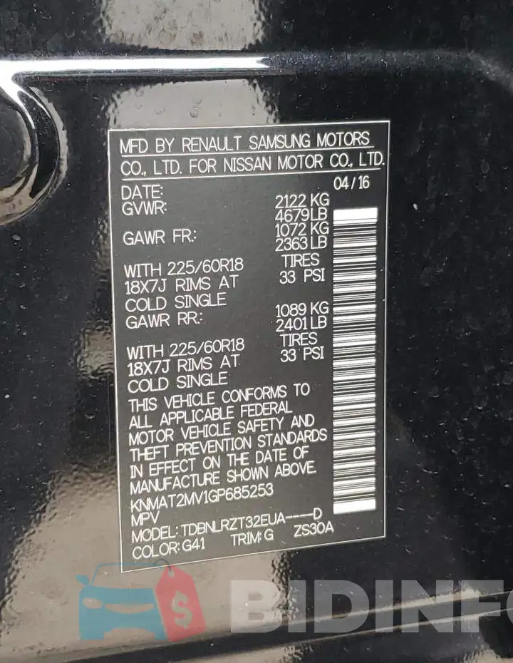 KNMAT2MV1GP685253 Photo# 10
