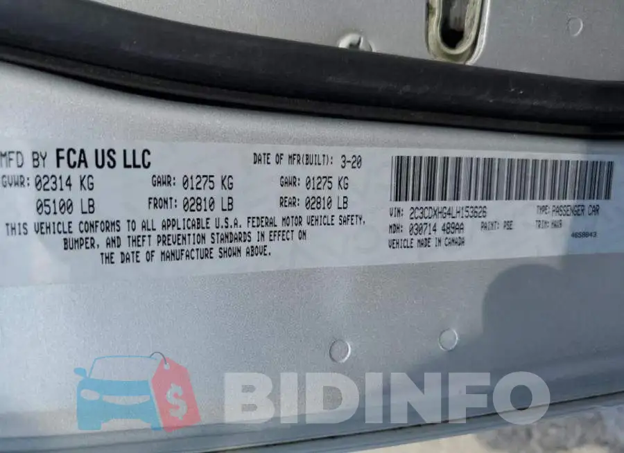 2C3CDXHG4LH153626 Photo# 10