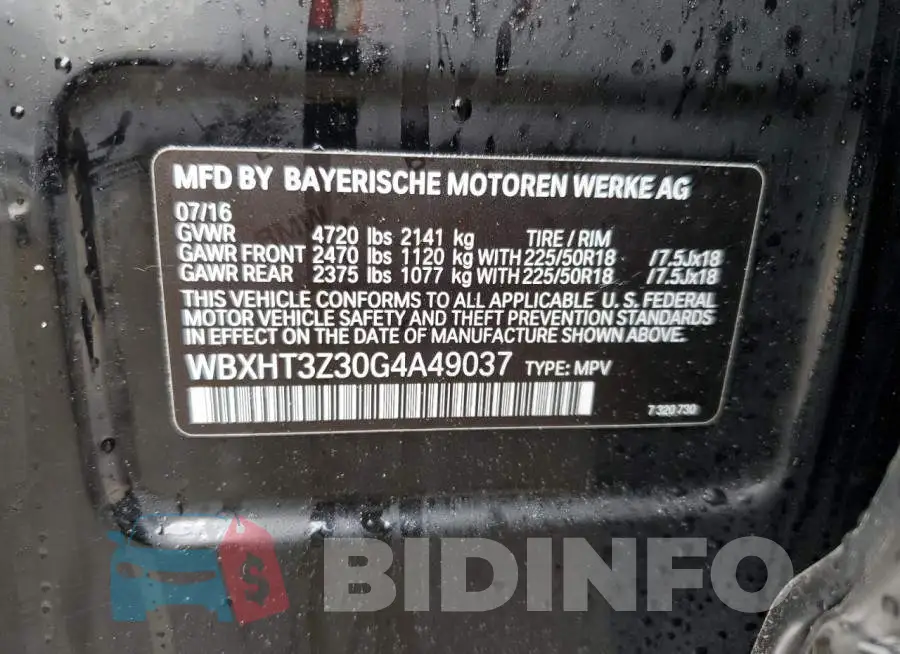 WBXHT3Z30G4A49037 Photo# 10