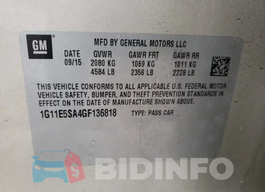1G11E5SA4GF136818 Photo# 10