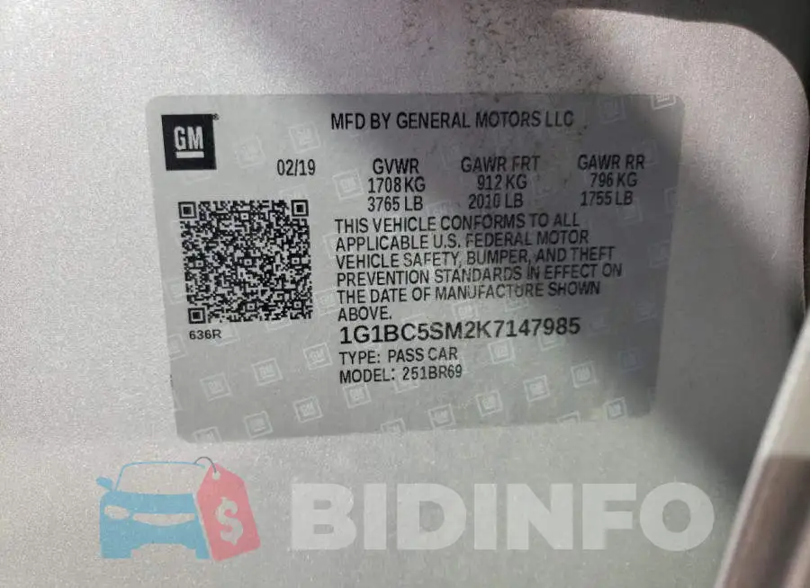 1G1BC5SM2K7147985 Photo# 10
