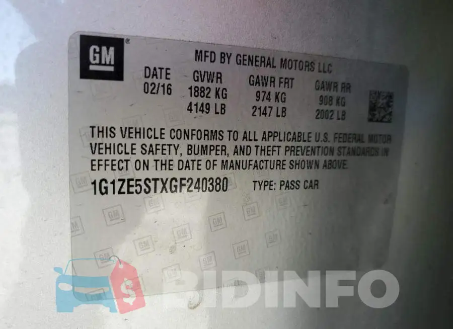 1G1ZE5STXGF240380 Photo# 10