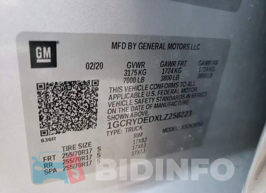 1GCRYDEDXLZ258223 Photo# 12