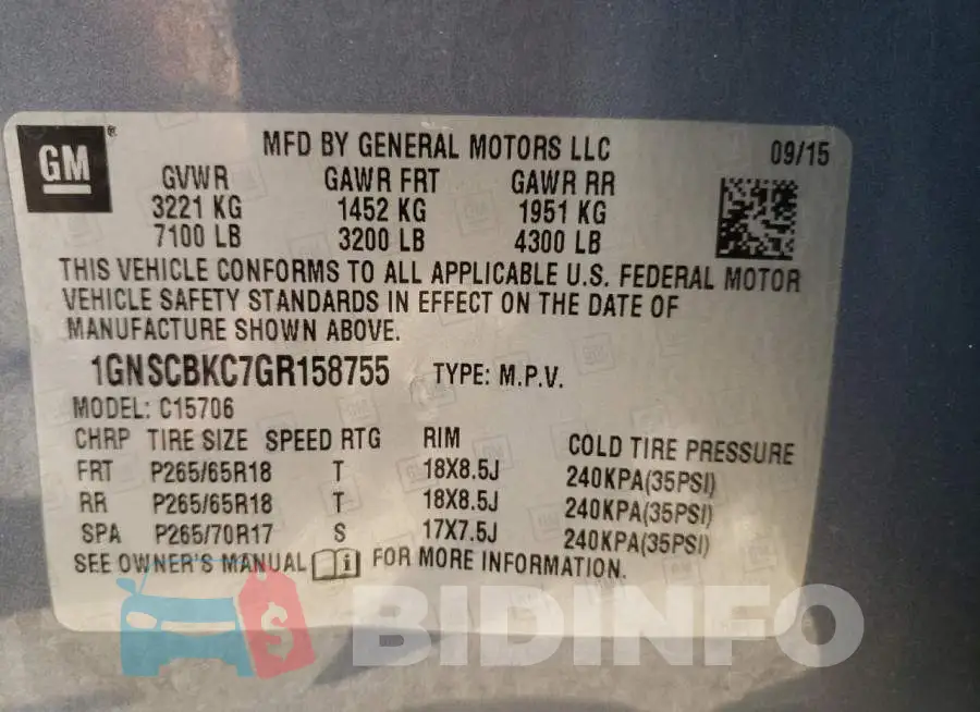 1GNSCBKC7GR158755 Photo# 10