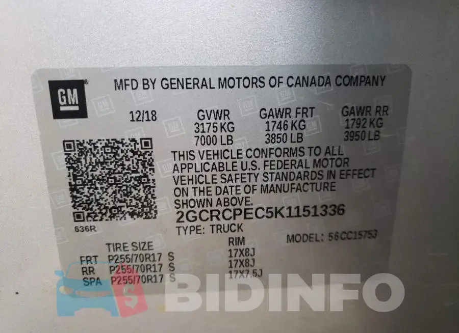 2GCRCPEC5K1151336 Photo# 10