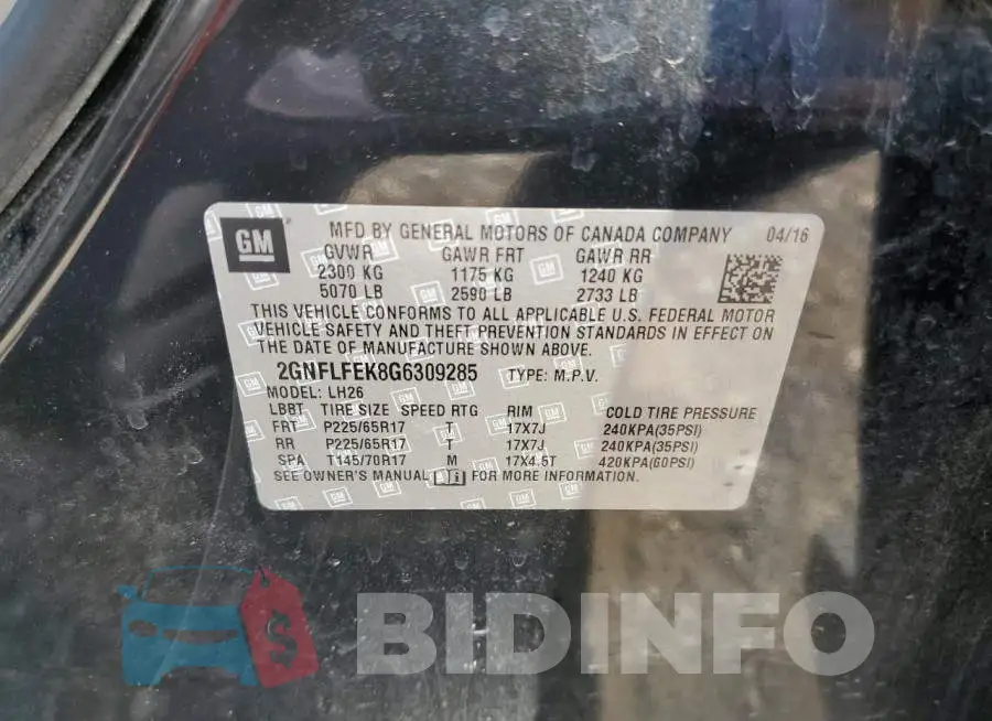 2GNFLFEK8G6309285 Photo# 10