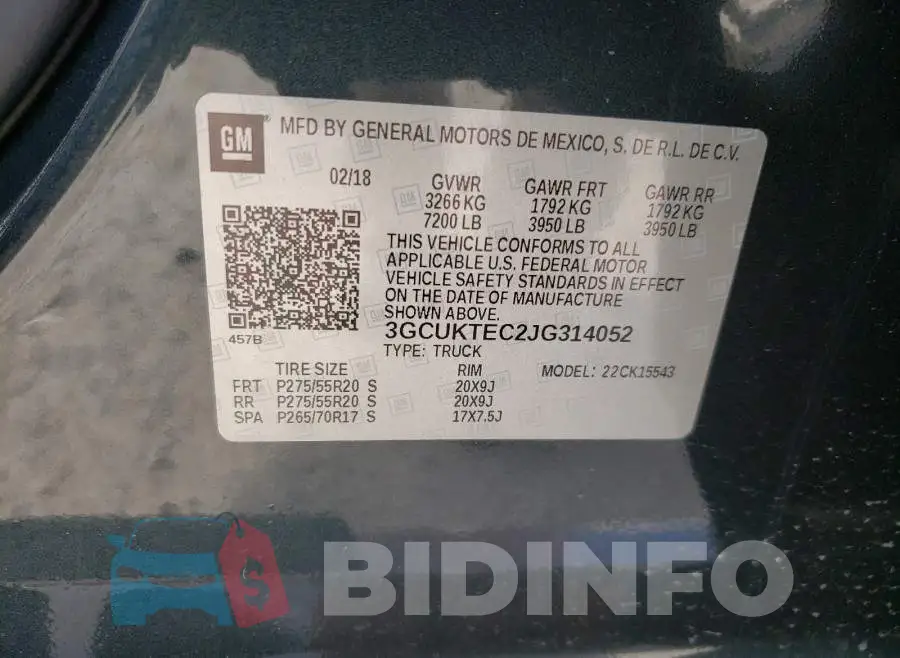 3GCUKTEC2JG314052 Photo# 10