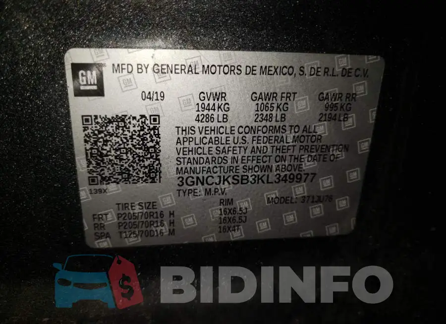 3GNCJKSB3KL349977 Photo# 10