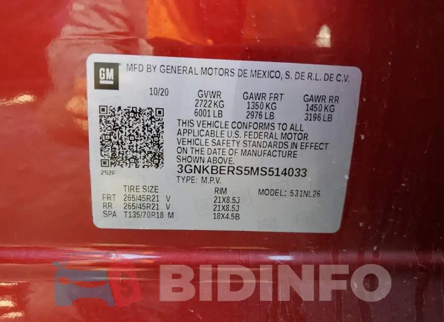3GNKBERS5MS514033 Photo# 10