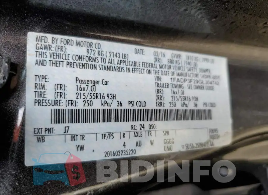 1FADP3F29GL304742 Photo# 10