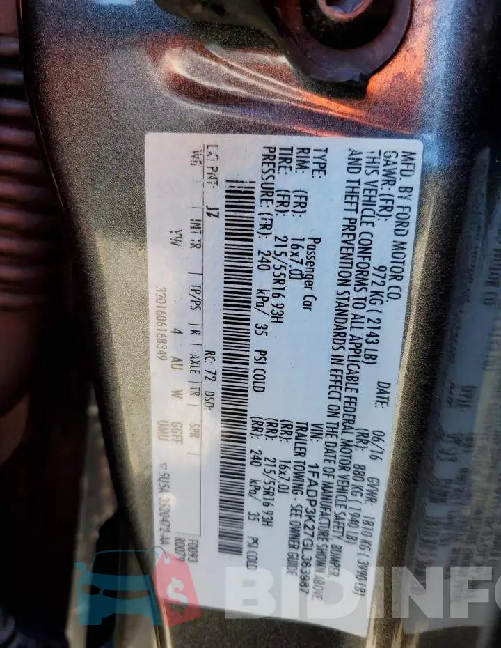 1FADP3K27GL363987 Photo# 10