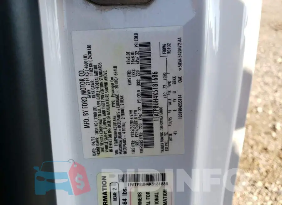 1FATP8UH4K5181686 Photo# 10