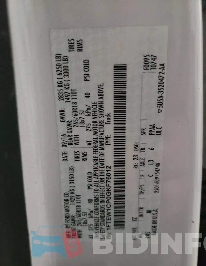 1FTEW1CP0GKF76012 Photo# 10