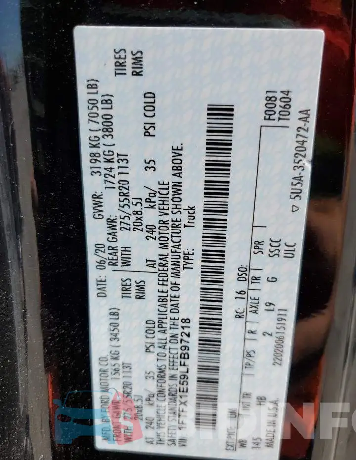 1FTFX1E59LFB97218 Photo# 10