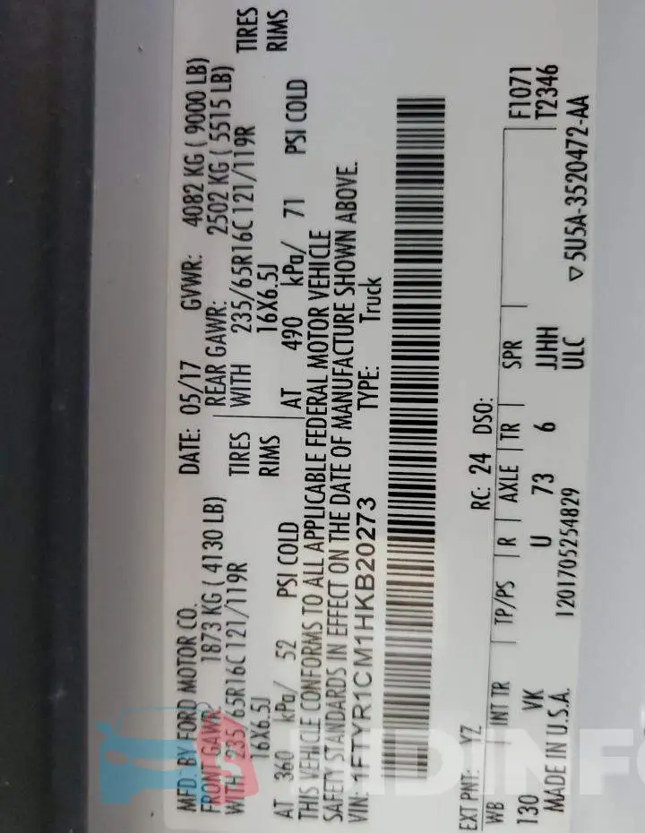 1FTYR1CM1HKB20273 Photo# 10