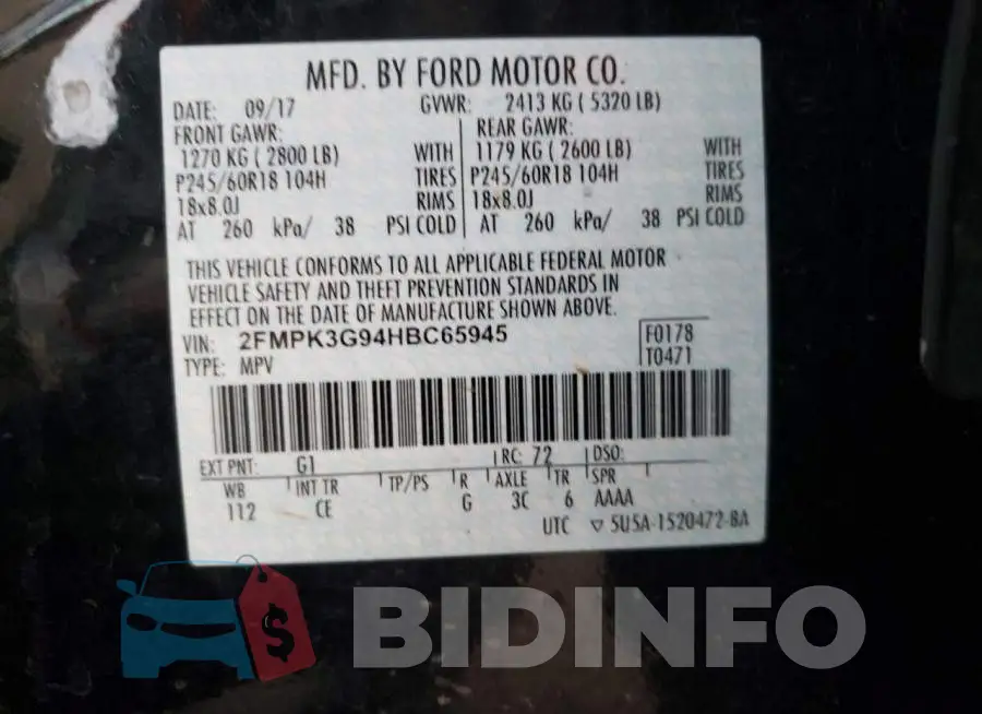 2FMPK3G94HBC65945 Photo# 12