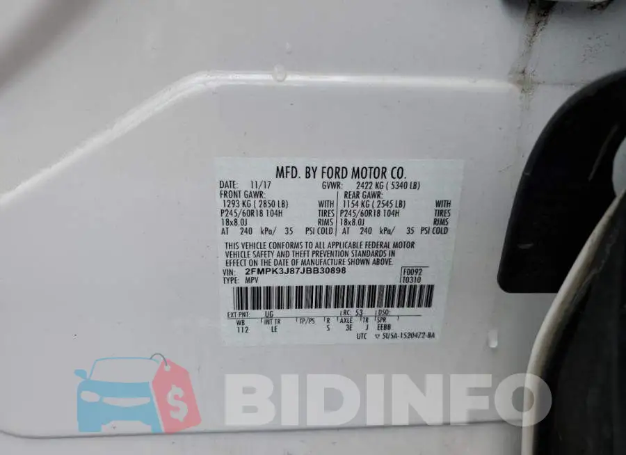 2FMPK3J87JBB30898 Photo# 10