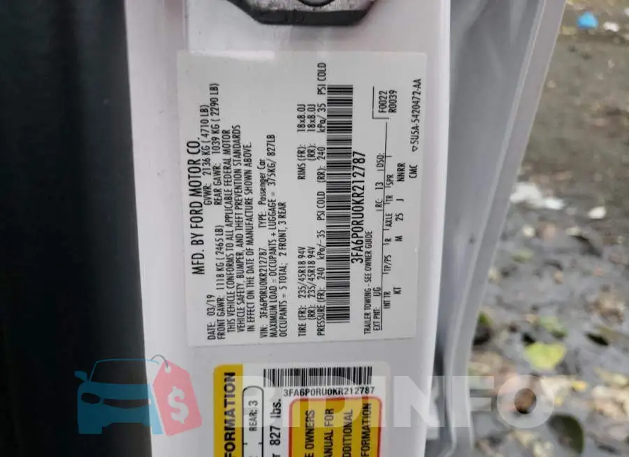 3FA6P0RU0KR212787 Photo# 10
