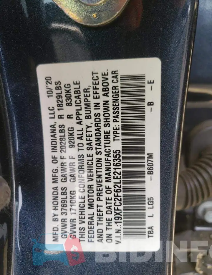 19XFC2F62LE216355 Photo# 10