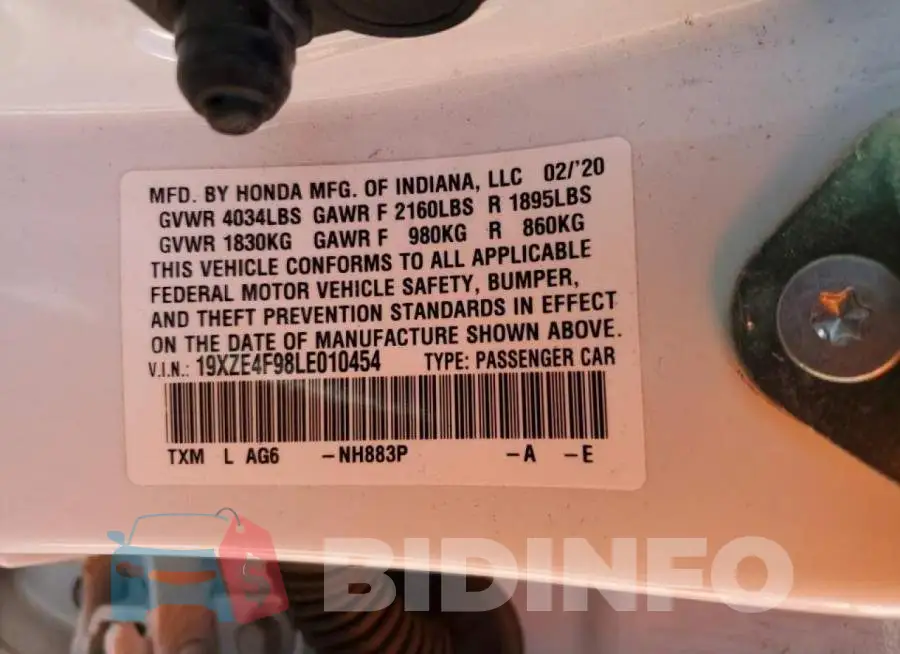 19XZE4F98LE010454 Photo# 10