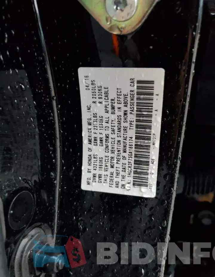 1HGCR2F75GA186174 Photo# 10