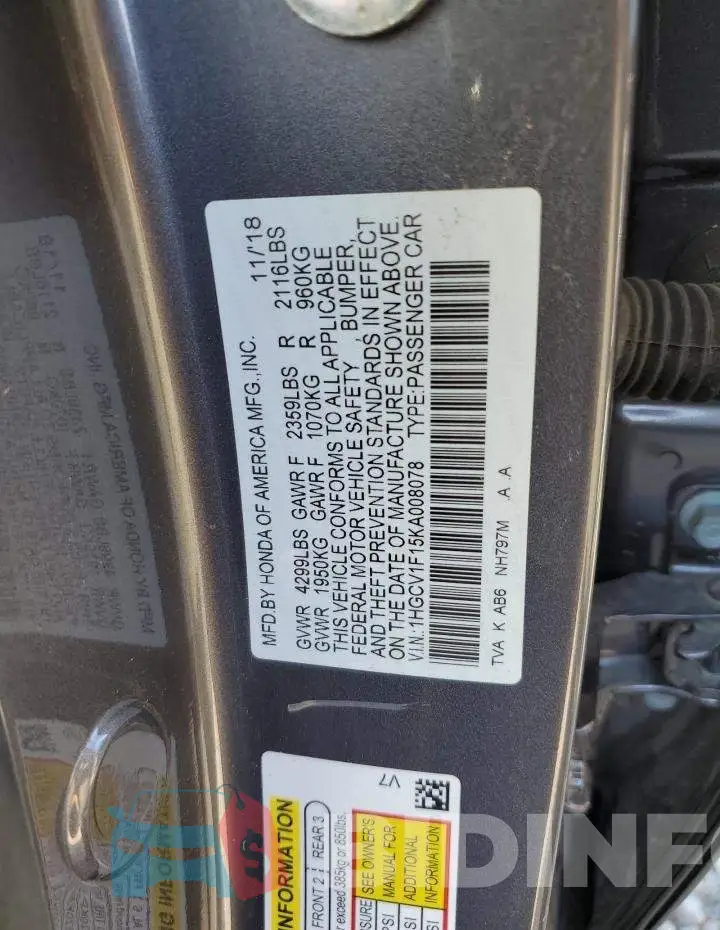 1HGCV1F15KA008078 Photo# 10
