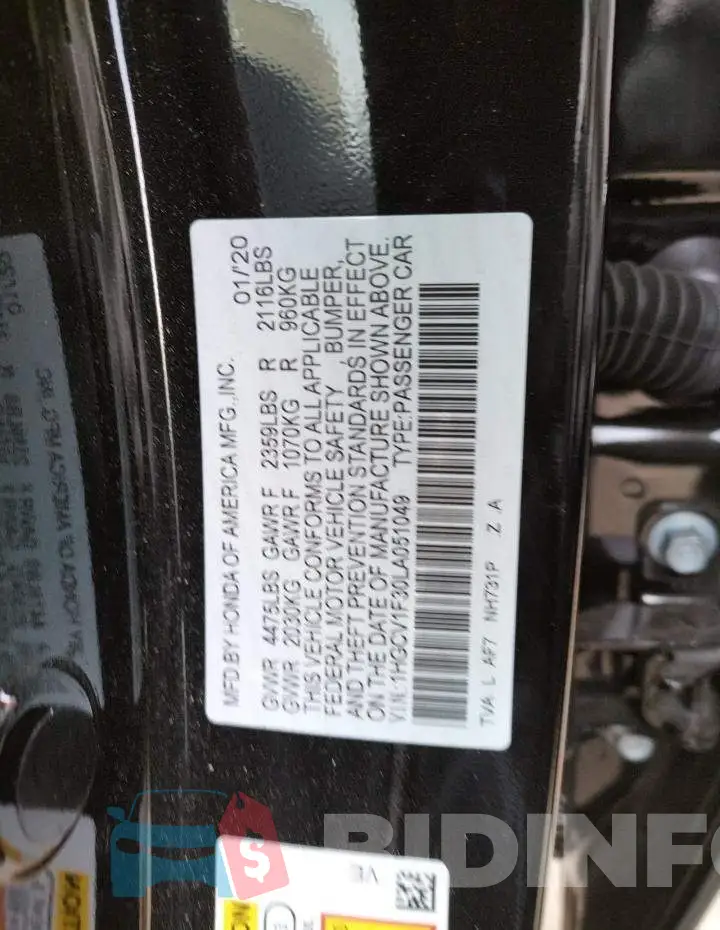 1HGCV1F30LA051049 Photo# 10