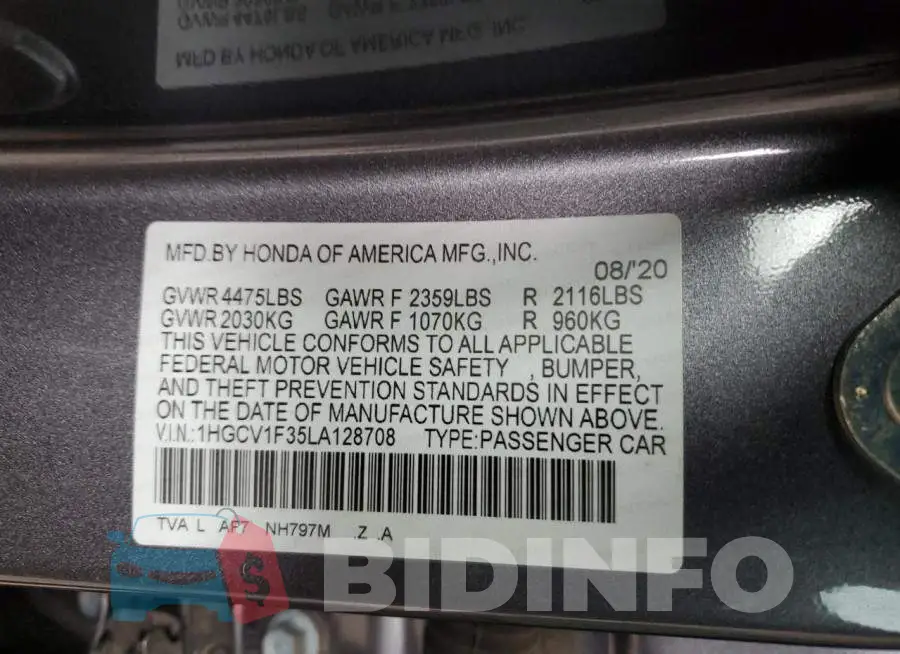 1HGCV1F35LA128708 Photo# 10