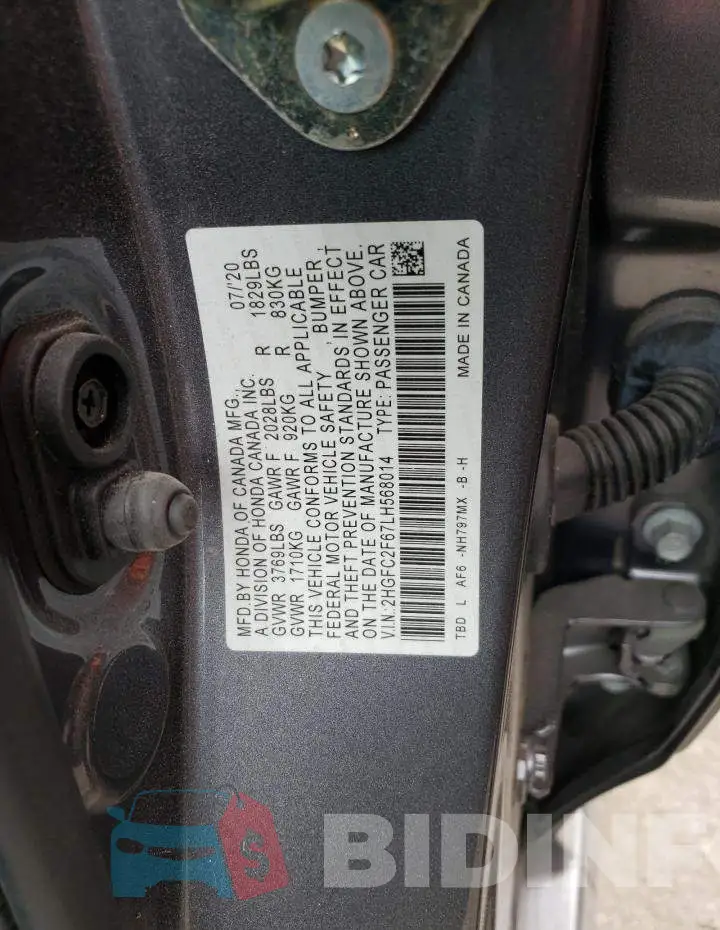 2HGFC2F67LH568014 Photo# 10