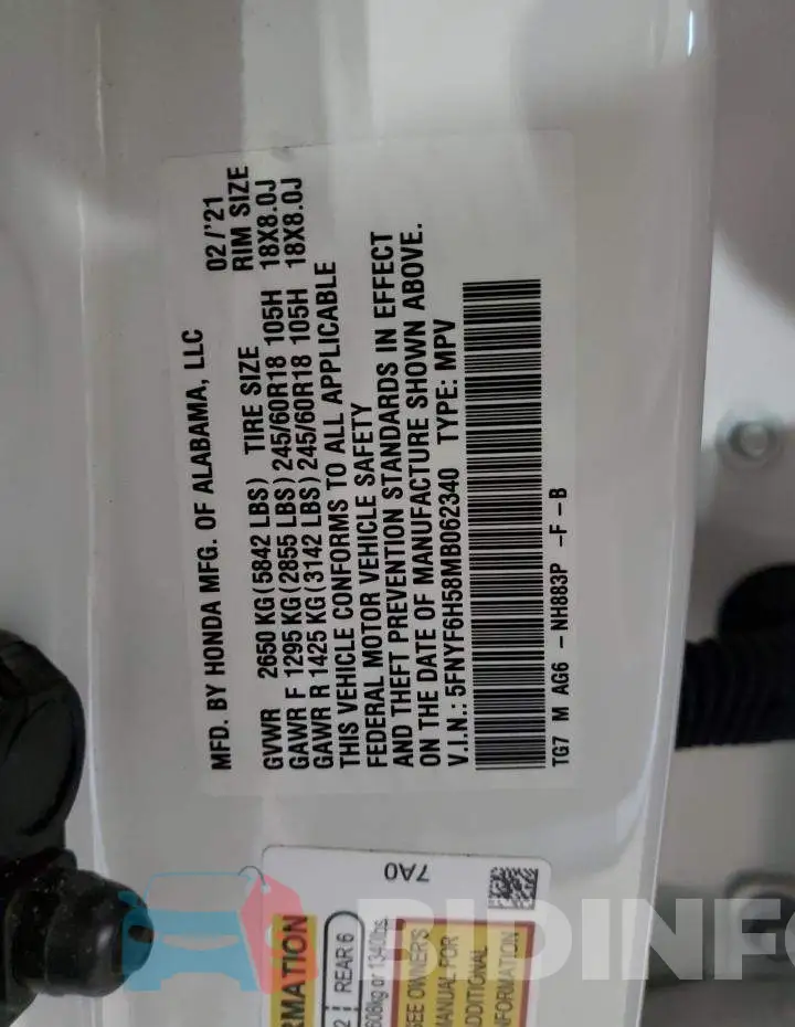 5FNYF6H58MB062340 Photo# 10