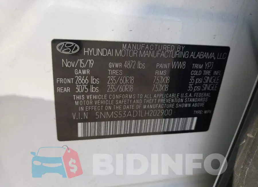 5NMS53AD1LH202900 Photo# 10