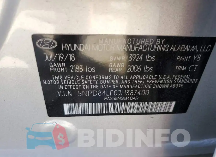 5NPD84LF0JH387400 Photo# 10