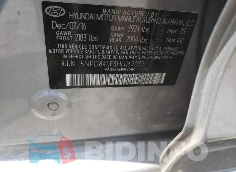 5NPD84LF3HH169039 Photo# 10