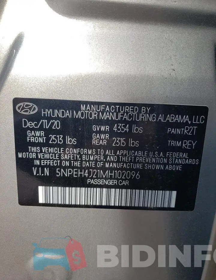 5NPEH4J21MH102096 Photo# 10