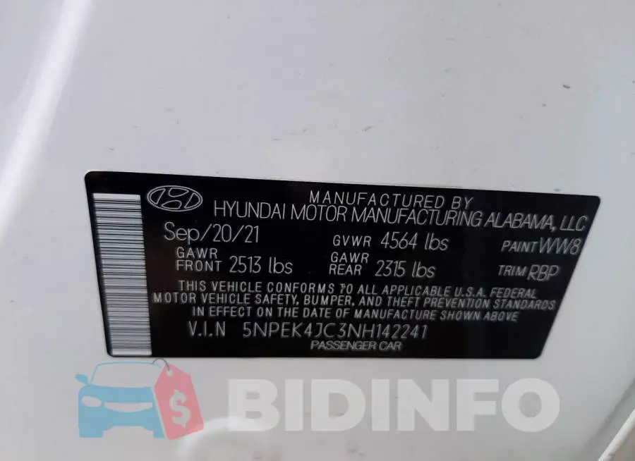 5NPEK4JC3NH142241 Photo# 10
