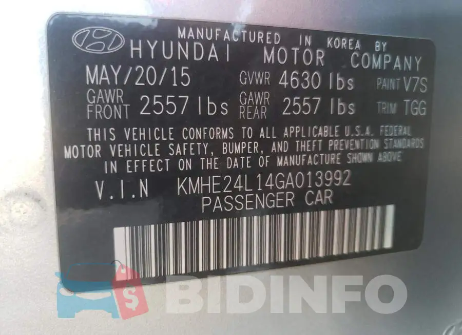 KMHE24L14GA013992 Photo# 12